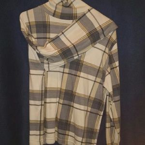 Blue checkered turtle neck