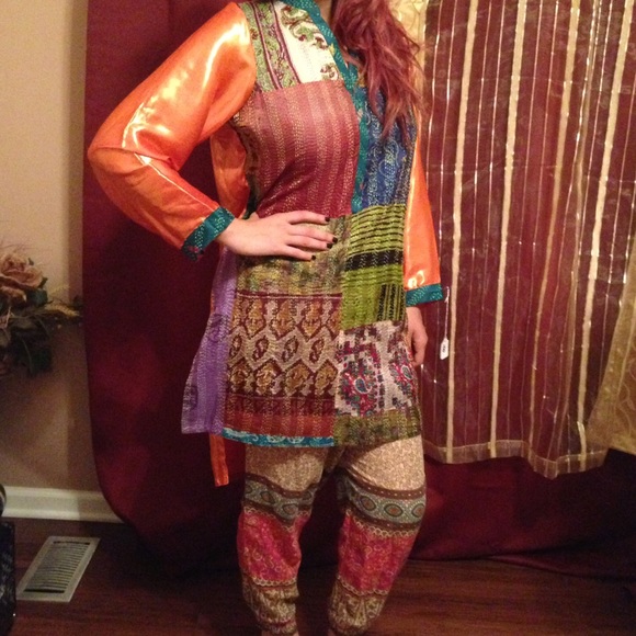 "kantha" Tunic. Brown & orange. blue sold.