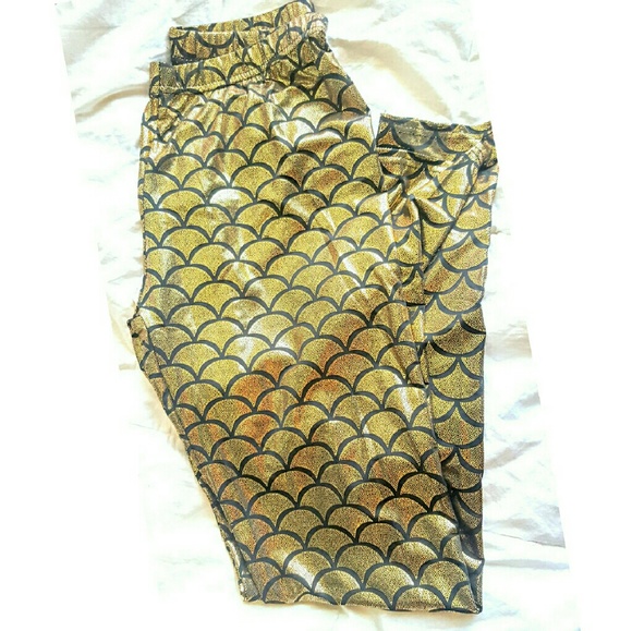 I Hearts Raves Gold Mermaid Leggings