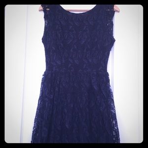 Navy Blue Casual Lacy Dress