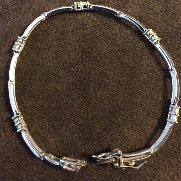 Silver Bracelet with light green stones