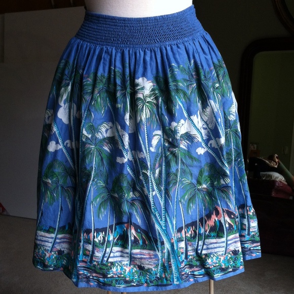 Anthropologie tropical print skirt