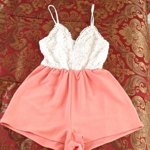 Lace top romper