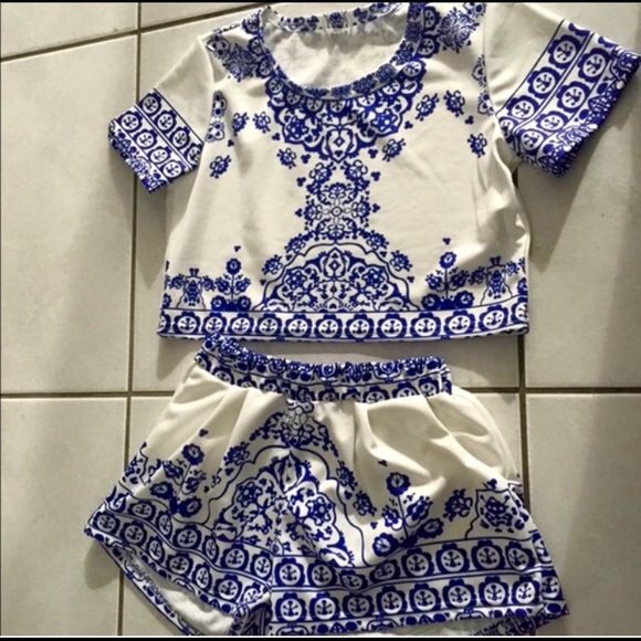 Boho crop top and shorts