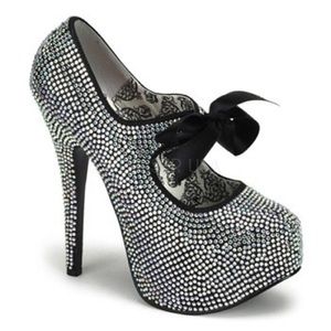 Bordello iridescent rhinestone pumps