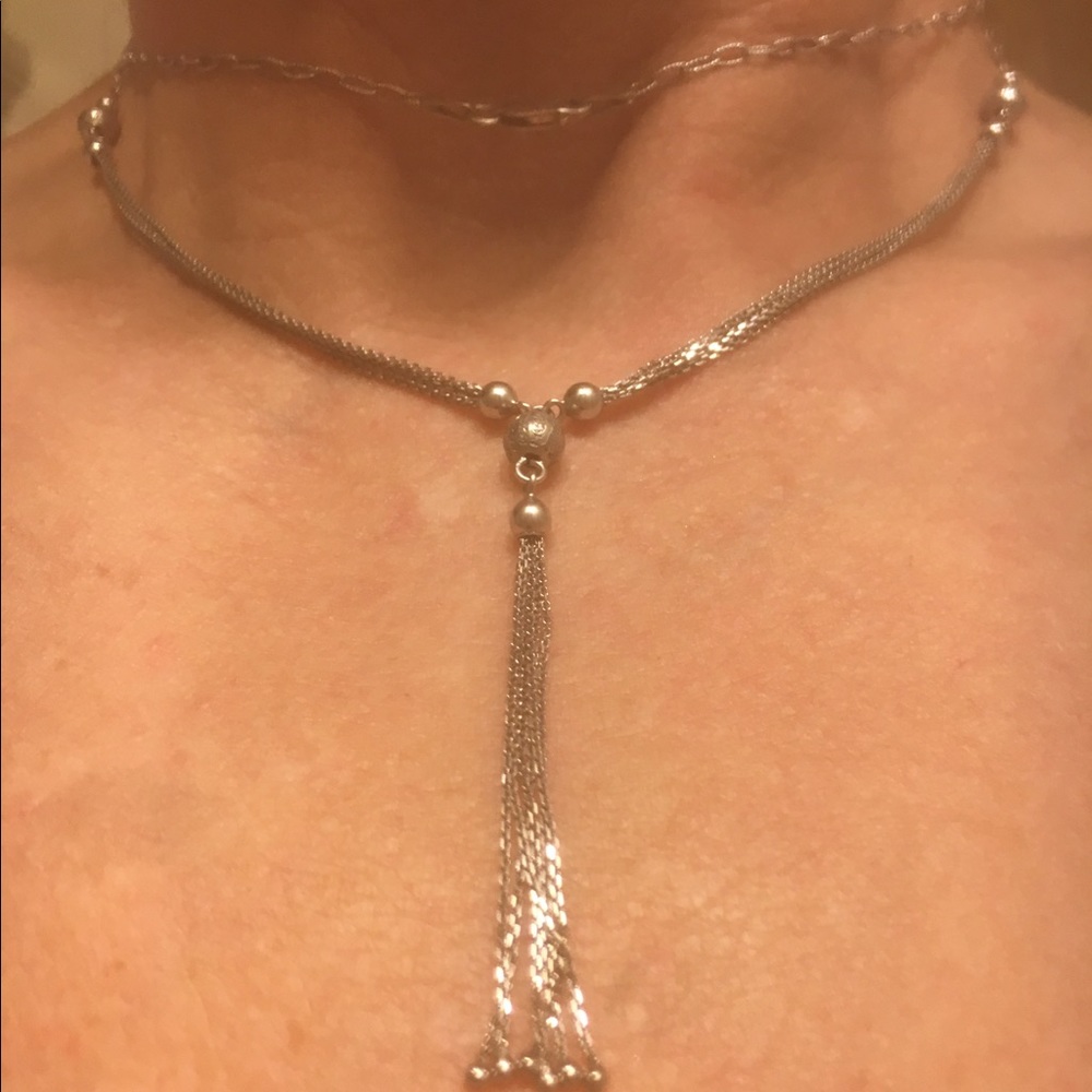 30" Sterling Silver Station Necklace