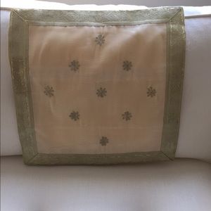 3 Ivory and gold silk cushion covers 16x16