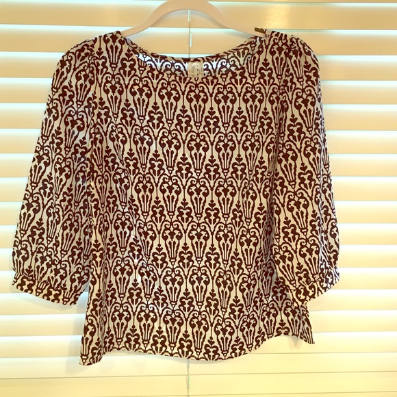 Pink Owl Navy and Off White Blouse