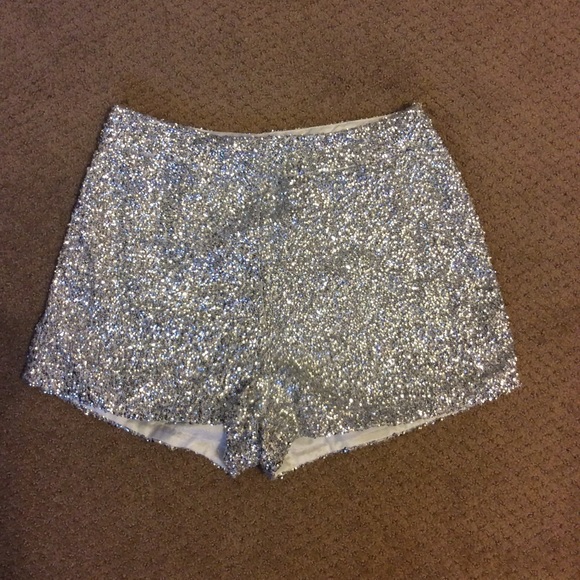 Silver sparkle high wasted shorts