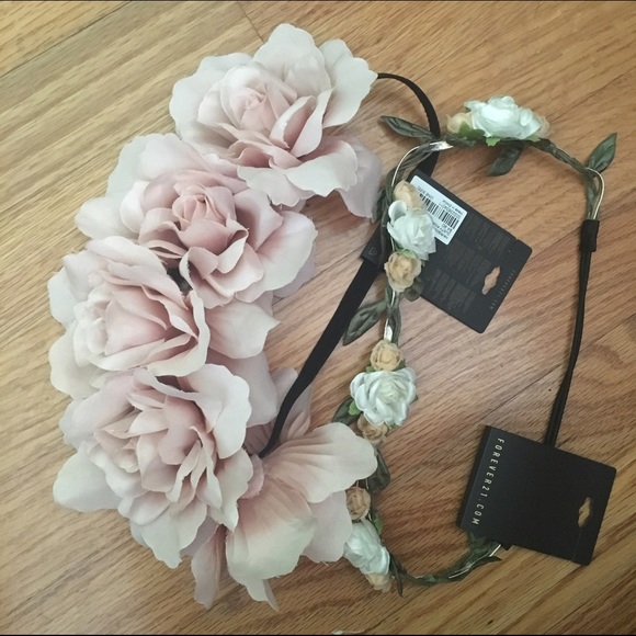 Two rose flower crowns