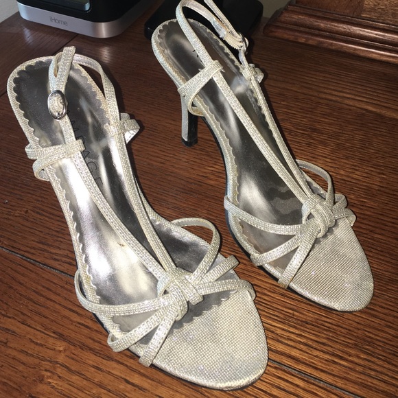 Silver Sparkle Strap Heels