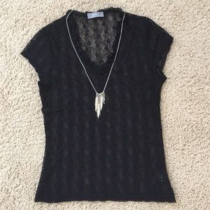 JACQUI.E Black Lace Top