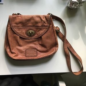 Fossil Brown Leather Crossbody