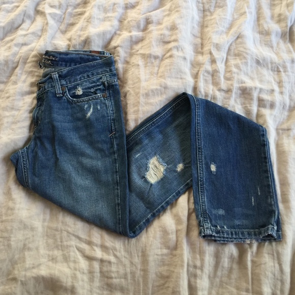 Abercrombie Distressed Straight Leg Denim