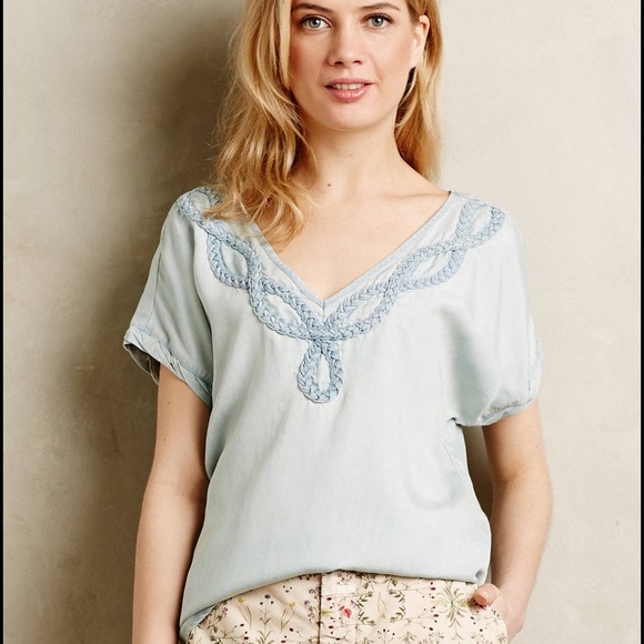 Holding Horses Braided Chambray Top