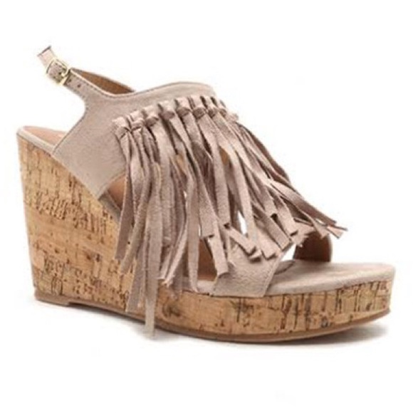 Fringe Wedge (Taupe) - Picture 1 of 1