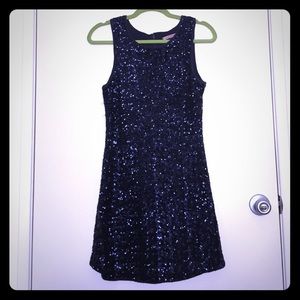 Midnight blue sequined mini dress