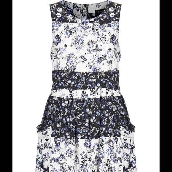 Top shop black and blue flower dress