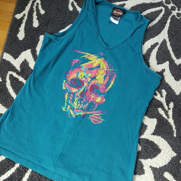 Harley davidson teal skull tank