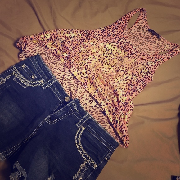 Almost Famous high low pink leopard print top - Picture 1 of 2