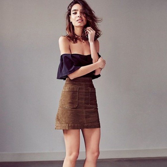 Free People come say hello corduroy mini skirt