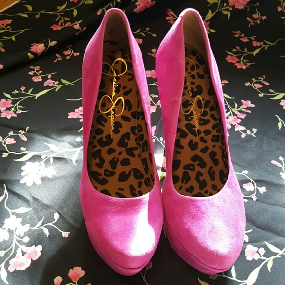 Jessica Simpson hot pink suede heels