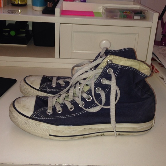 Navy blue high top converse