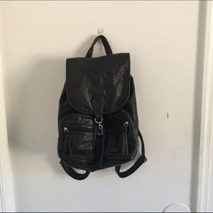 Black Pleather Backpack