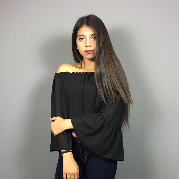 🆕oh so sheer crop top W/flare sleeves - Picture 4 of 4