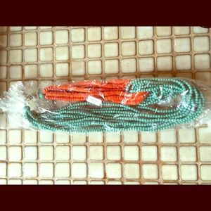 Orange & Teal Beaded Necklace