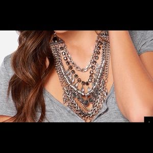 Silver rhinestone statement necklace