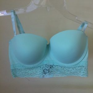 Sexy mint green bra with lace detailing