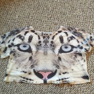 H&M Cat Crop Top Shirt Size 4