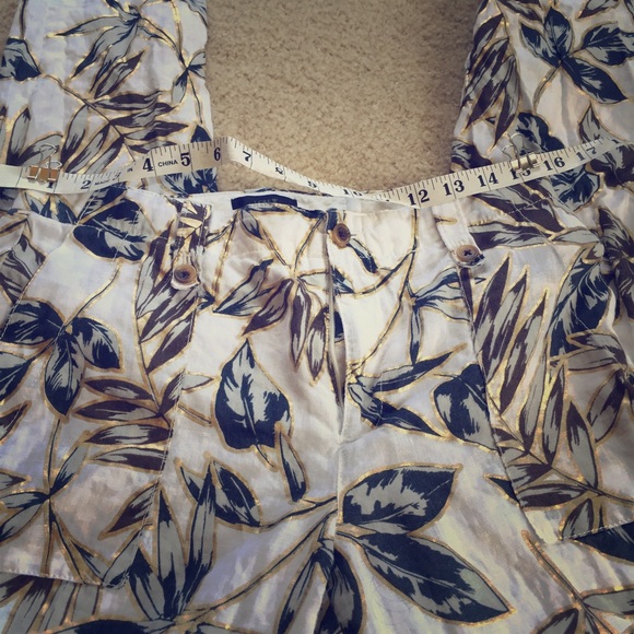 J Crew Garden Trouser with Gold Foil Leaf