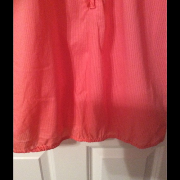 LOFT Coral color button down ruffle blouse - Picture 3 of 4