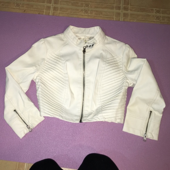 White faux leather jacket