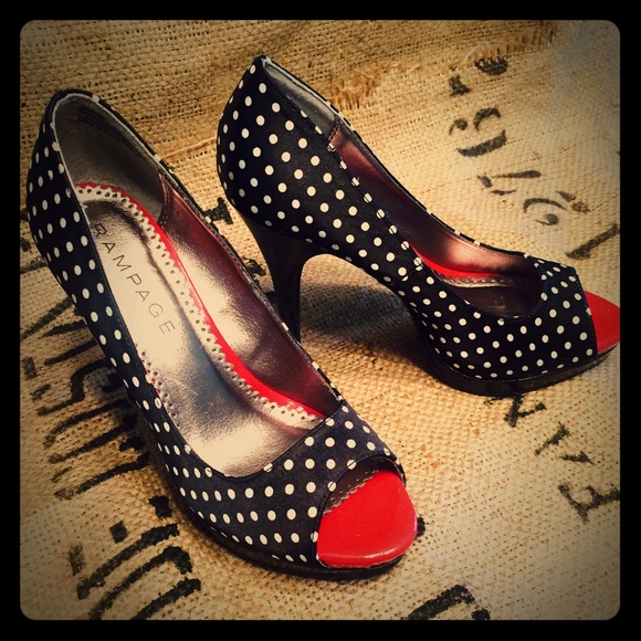 Rampage Polka Dot Heels. Size 7. Too cute!