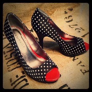 Rampage Polka Dot Heels. Size 7. Too cute!