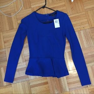 French Connection peplum long sleeve top