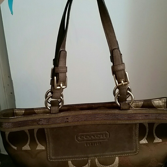 Brown Coach logo bag