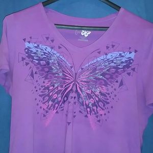 Purple butterfly tee