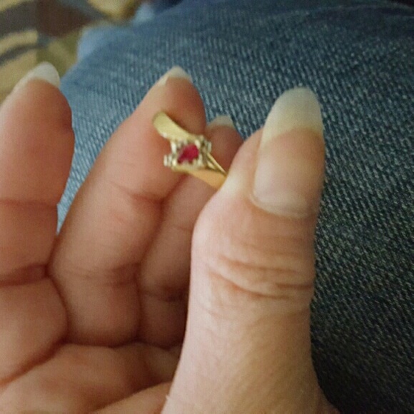 Genuine Ruby and Diamond Gold Ring - Picture 1 of 4