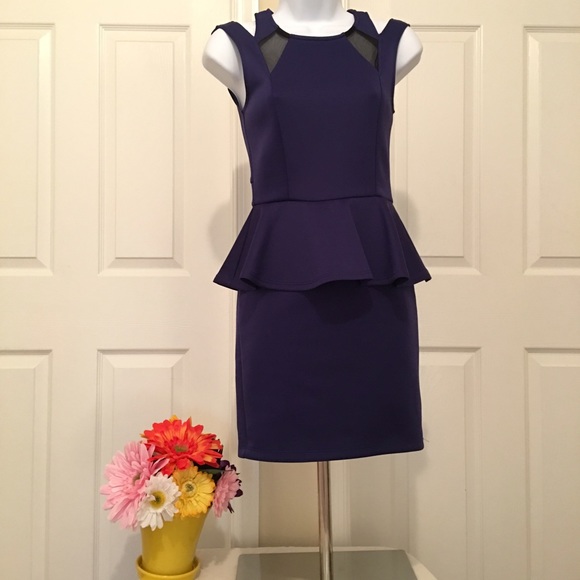 Blue sleeveless peplum dress