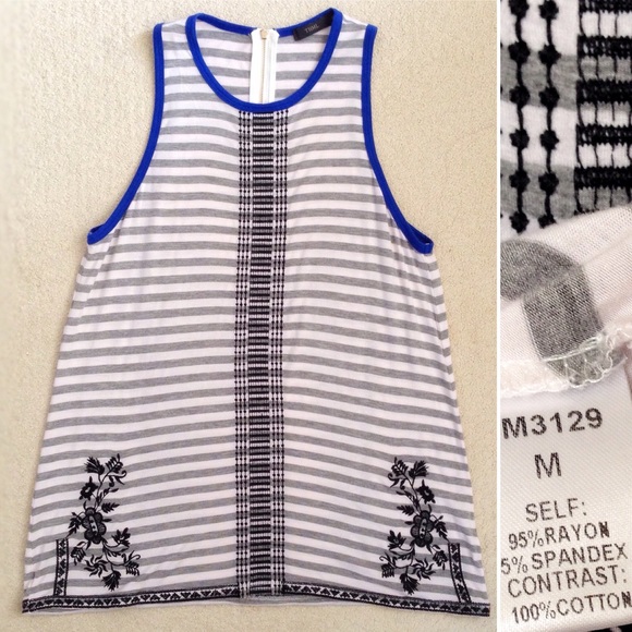THML Tops - THML embroidered striped tank