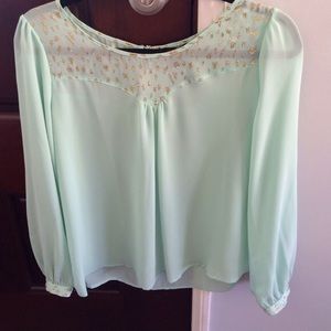 Mint Green Forever 21 Chiffon Blouse