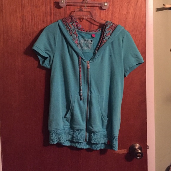 Hooded Short Sleeve Zip Up Jacket