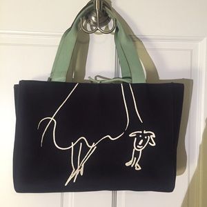 Kate Spade girl walking dog tote bag