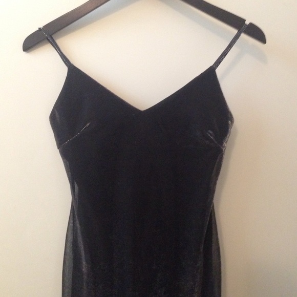 Black metallic mini spaghetti strap dress