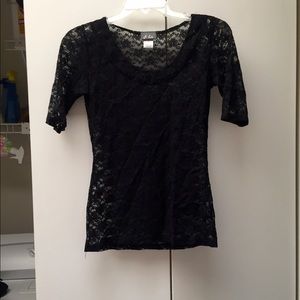 Dots black lace top- size small