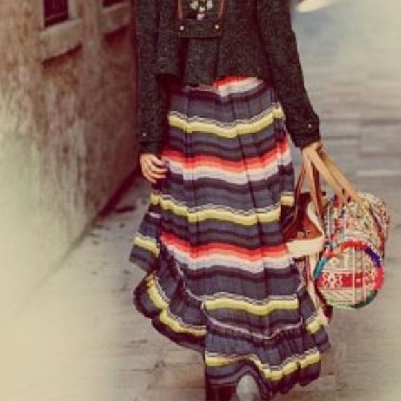 Free People Dresses & Skirts - Free People Striped high-low Maxi skirt